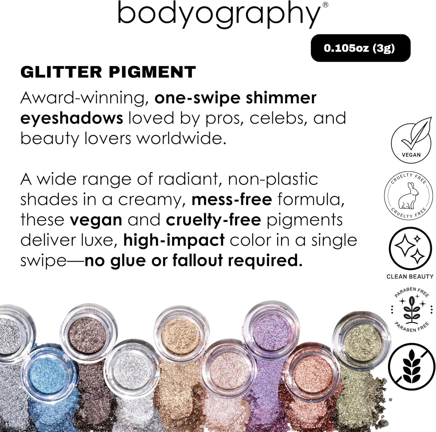 Bodyography Glitter Pigment - Celestial Pink-Brown for Women - 0.105 oz Eye Shadow