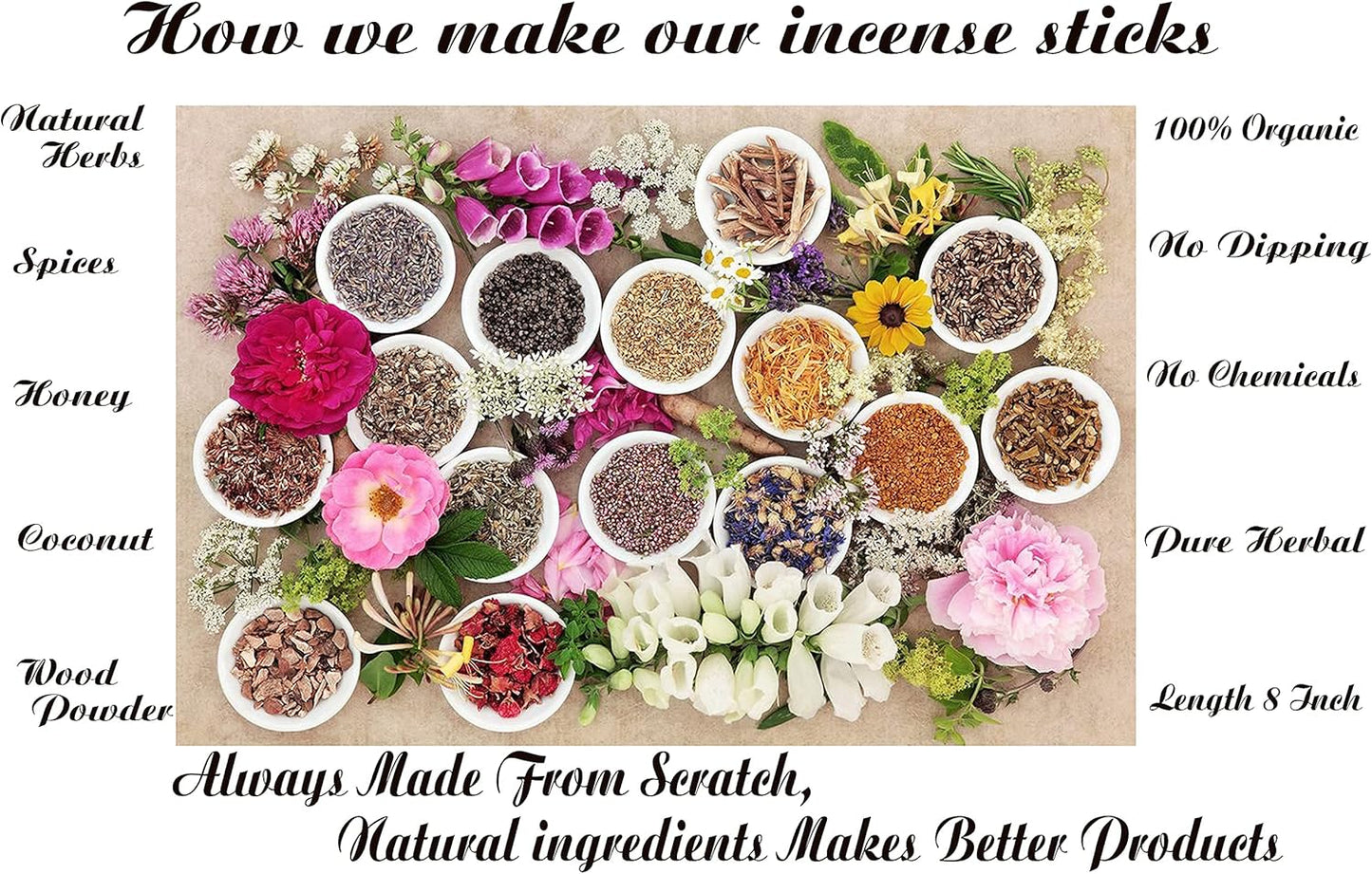 Raajsee Incense Sticks Natural Patchouli 15 Sticks x 5 Pack -100% Pure Organic Hand Rolled Free from Chemicals -Perfect for Church Aromatherapy, Stress Relief, Meditation