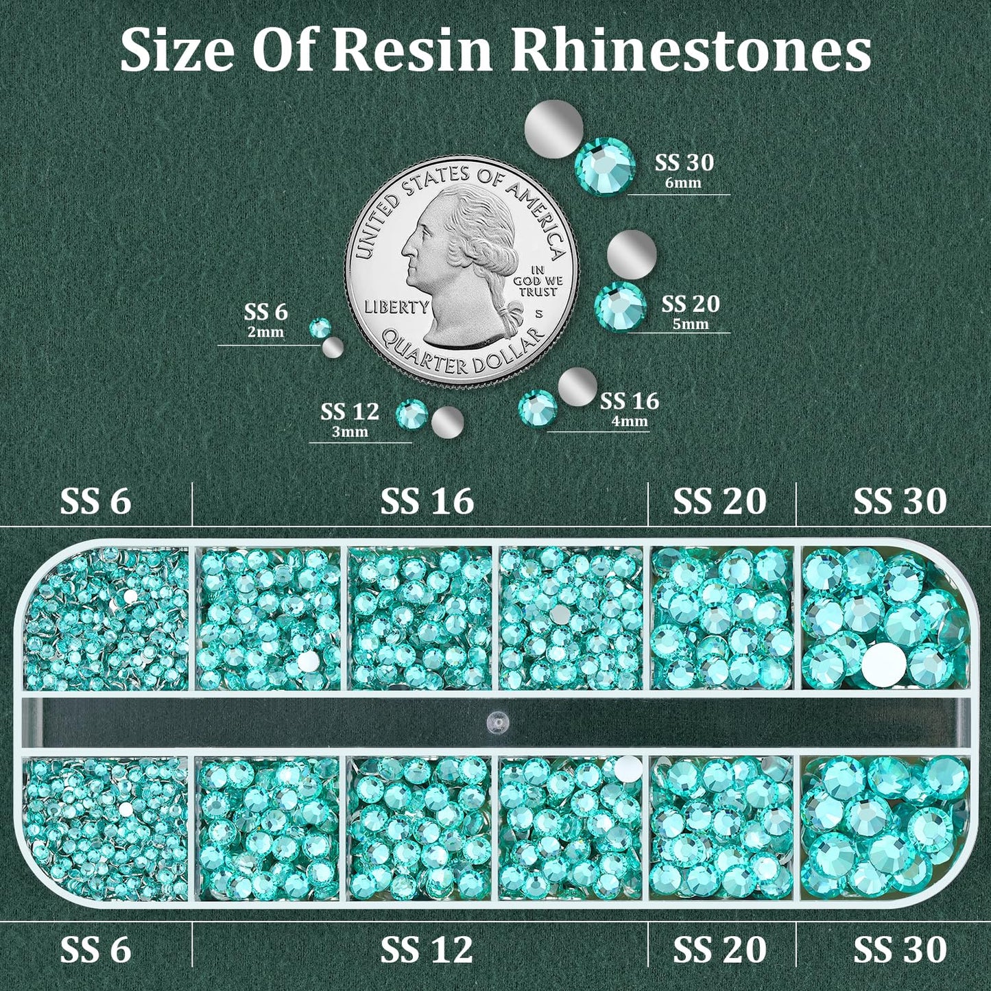 Resin Rhinestones for Crafting with B7000 Jewelry Glue, 1 Box Aquamarine Flatback Crystals with 3Pcs 10ml Glue for Bedazzling Crafts DIY Nail Art Makeup，Non Hotfix Gems for Clothing Shoes