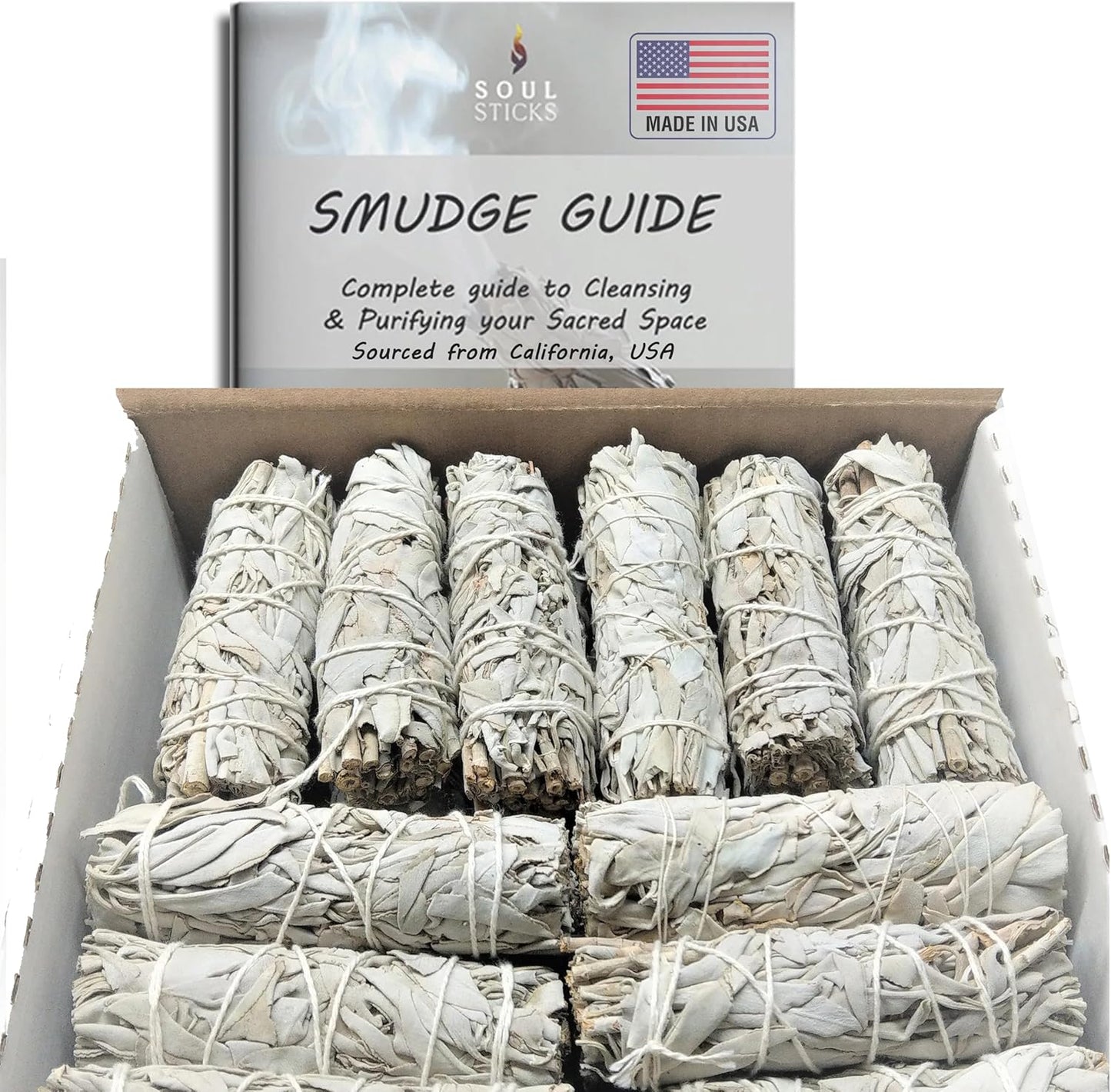 SOUL STICKS 4 Inch 25 Pack Organic White Sage Smudge Smudging Sticks | Bulk Quantities for Home Cleansing, Good Energy Meditation & Smudging Rituals | Sustainably Sourced California White Sage Bundle