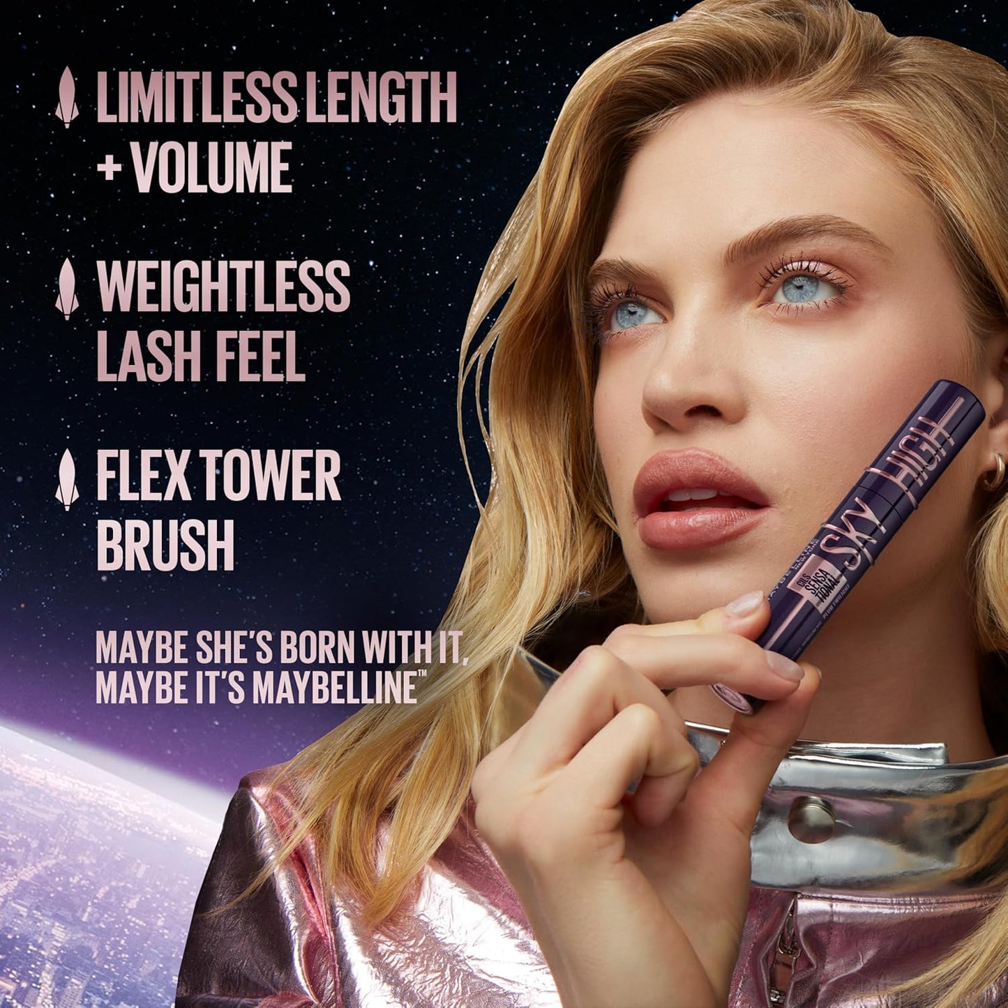 Maybelline Lash Sensational Sky High Washable Mascara Makeup, Volumizing, Lengthening, Defining, Curling, Multiplying, Buildable Formula, True Brown, 1 Count