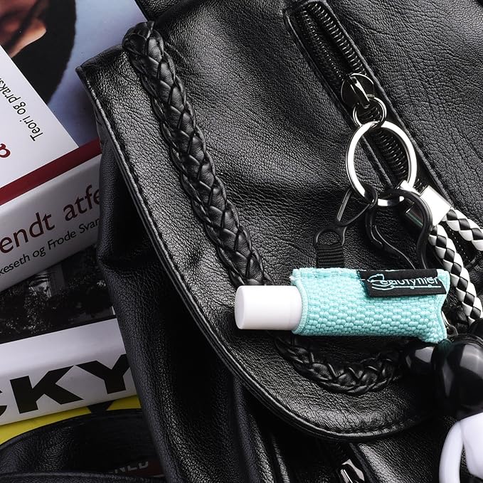 Beautyflier Cute Elastic Lip Balm Holder Keychain, Lipstick Sleeve Chapstick Sleeve Holder for Burts Bees Chapstick