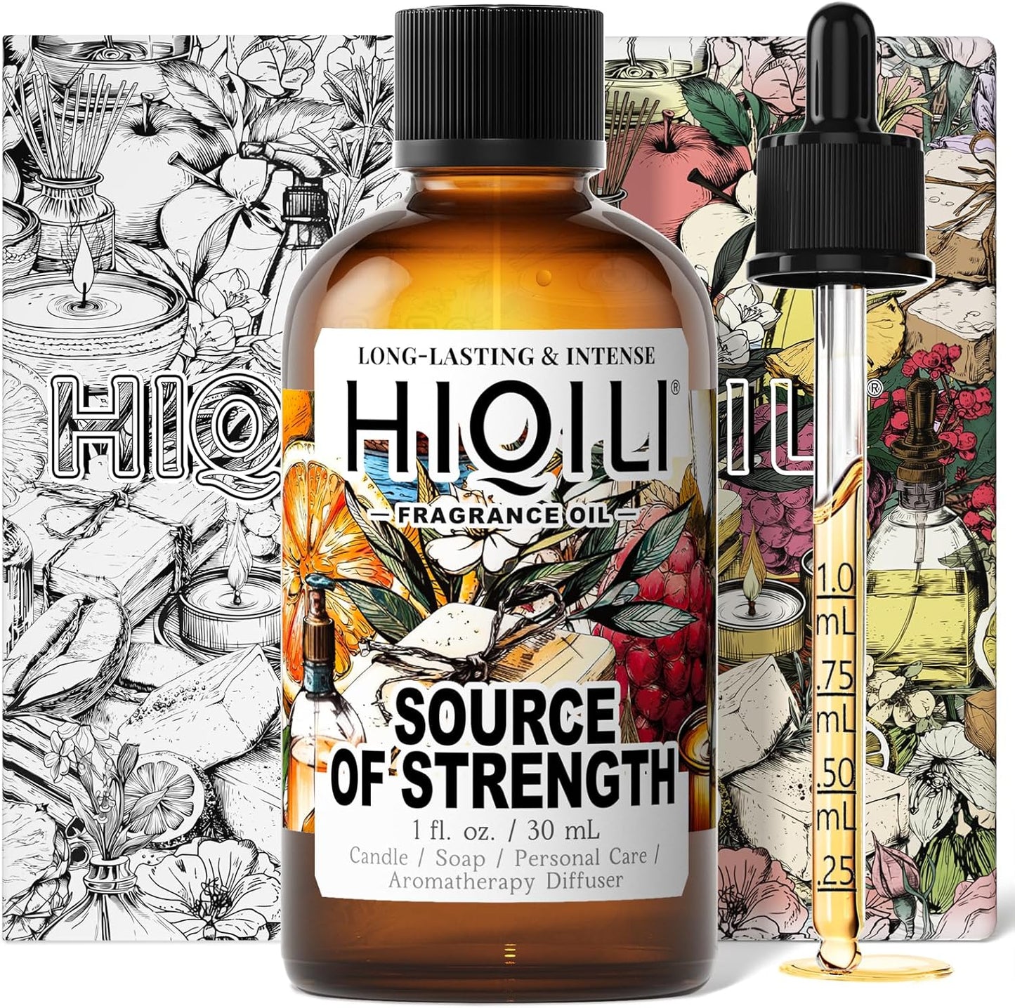 HIQILI Source of Strength Fragrance Oil for Diffuser, DIY Perfume, Candle, Soap Making, Long Lasting Crisp & Refreshing Scents - 1 Fl Oz