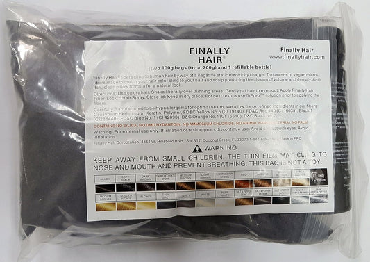 Hair Building Fibers 200 Grams 7 Oz. With Bottle By Finally Hair 50g*4 (Dark Grey and Pepper)