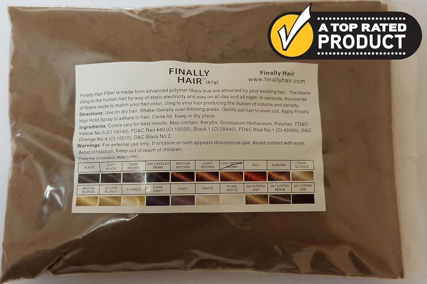 Hair Building Fibers - Light Medium Brown 50 Gram Refill - Refill Your Existing Fiber Bottle. Hair Filler Fibers. Cover Grey Roots Concealer by Finally Hair (50g 50gr 50gram 50 G Gr)