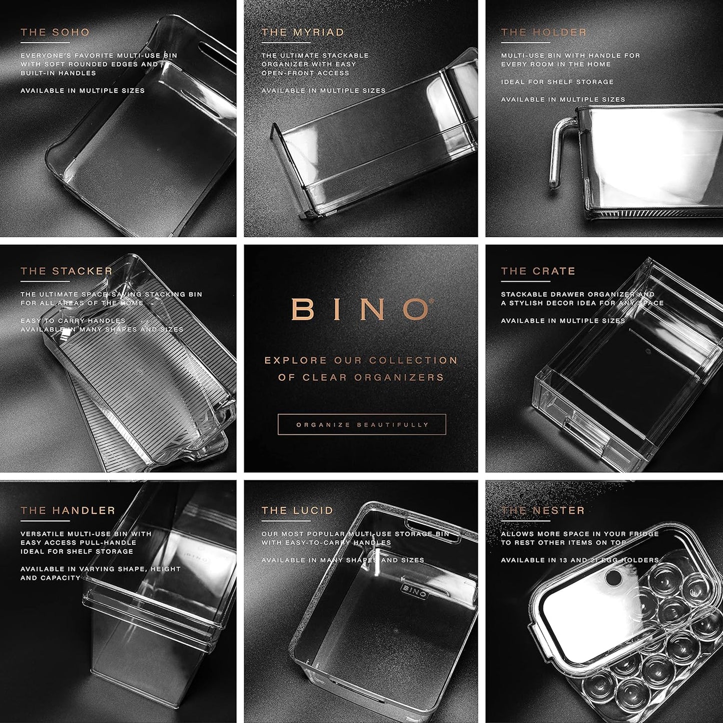 BINO | Stackable Storage Drawers, Large - Clear | THE CRATE COLLECTION | Storage Bins With Drawers | Bathroom Organizers | Under Sink Organizer | Vanity Cabinet Home Organization